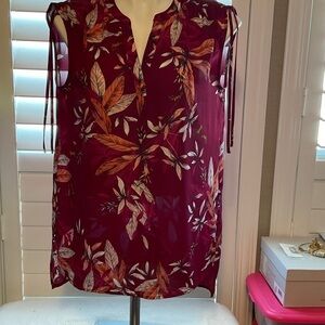 Worthington Burgundy Floral Blouse